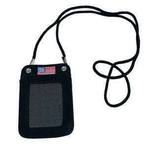 black lanyard id holder